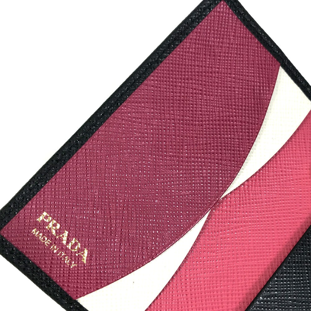 PRADA Key case Key holder  1PG004 saffiano leather Black x pink logo multicolor Key ring Women Used