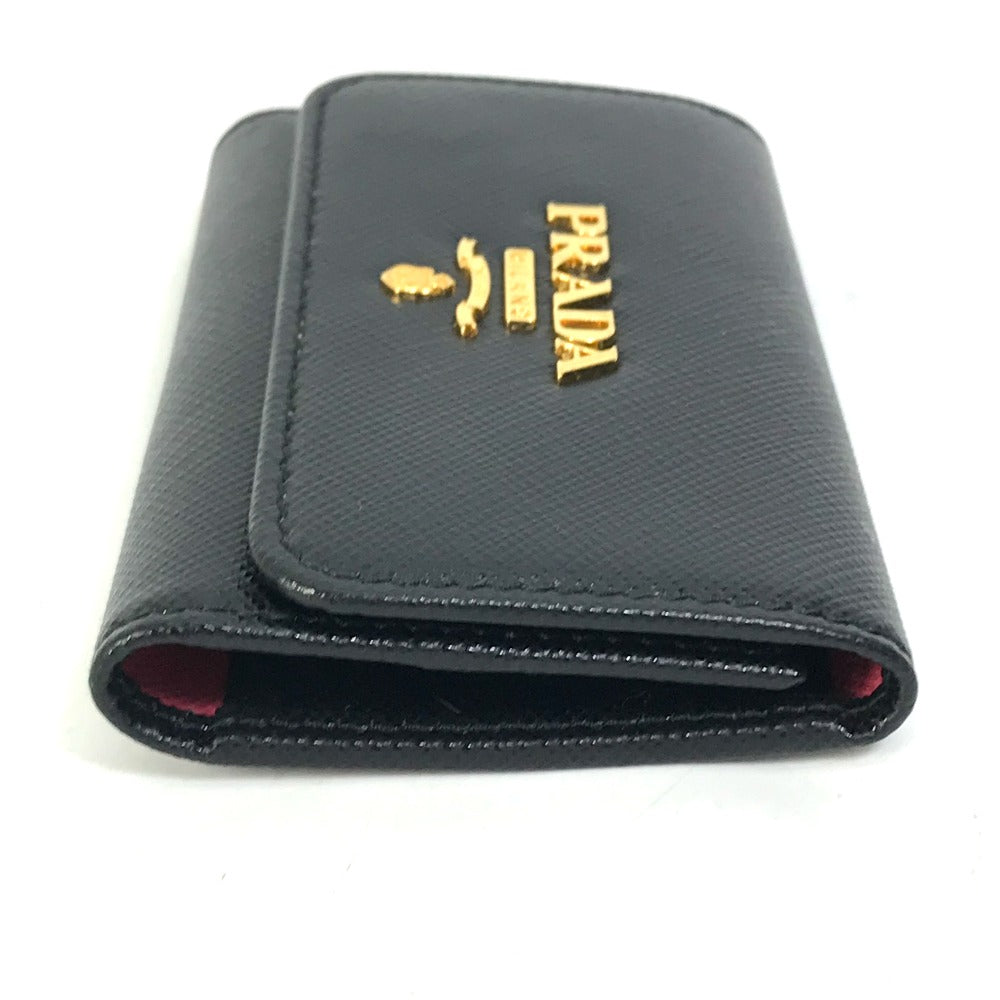 PRADA Key case Key holder  1PG004 saffiano leather Black x pink logo multicolor Key ring Women Used