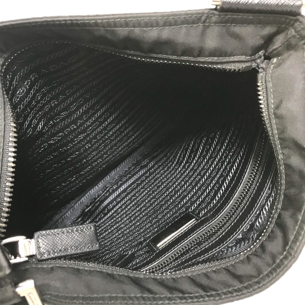 PRADA Shoulder Bag Nylon black Triangle logo flat unisex(Unisex) Used