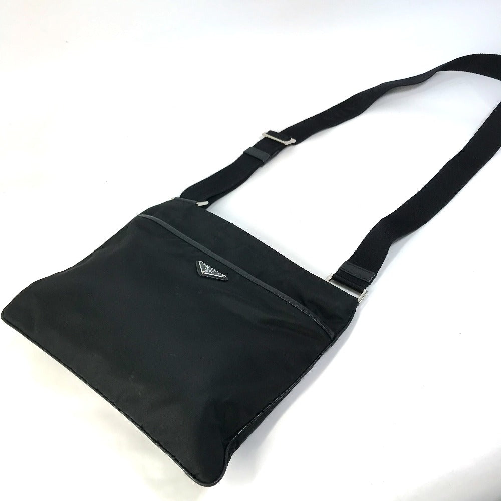 PRADA Shoulder Bag Nylon black Triangle logo flat unisex(Unisex) Used