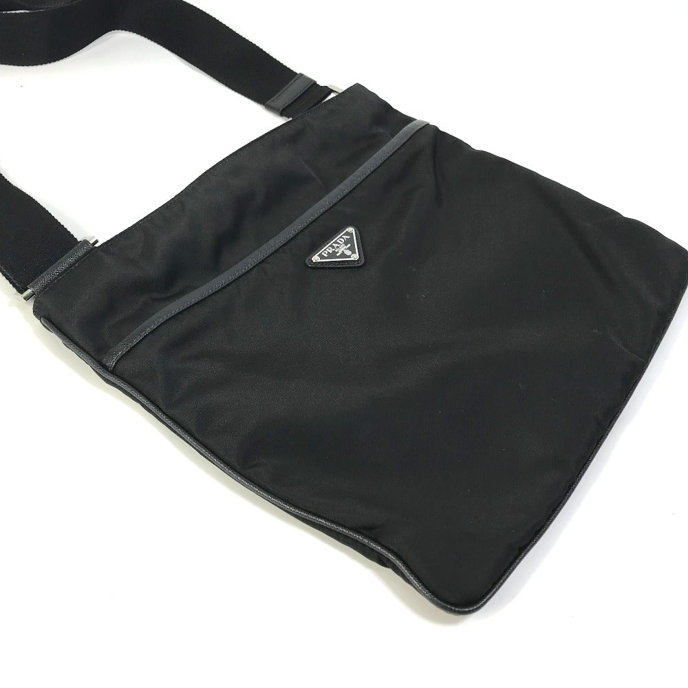 PRADA Shoulder Bag Nylon black Triangle logo flat unisex(Unisex) Used