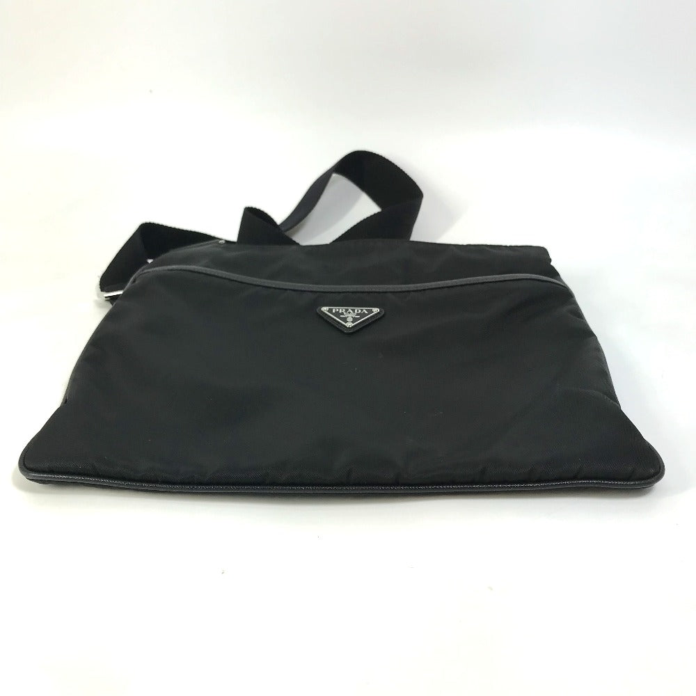 PRADA Shoulder Bag Nylon black Triangle logo flat unisex(Unisex) Used