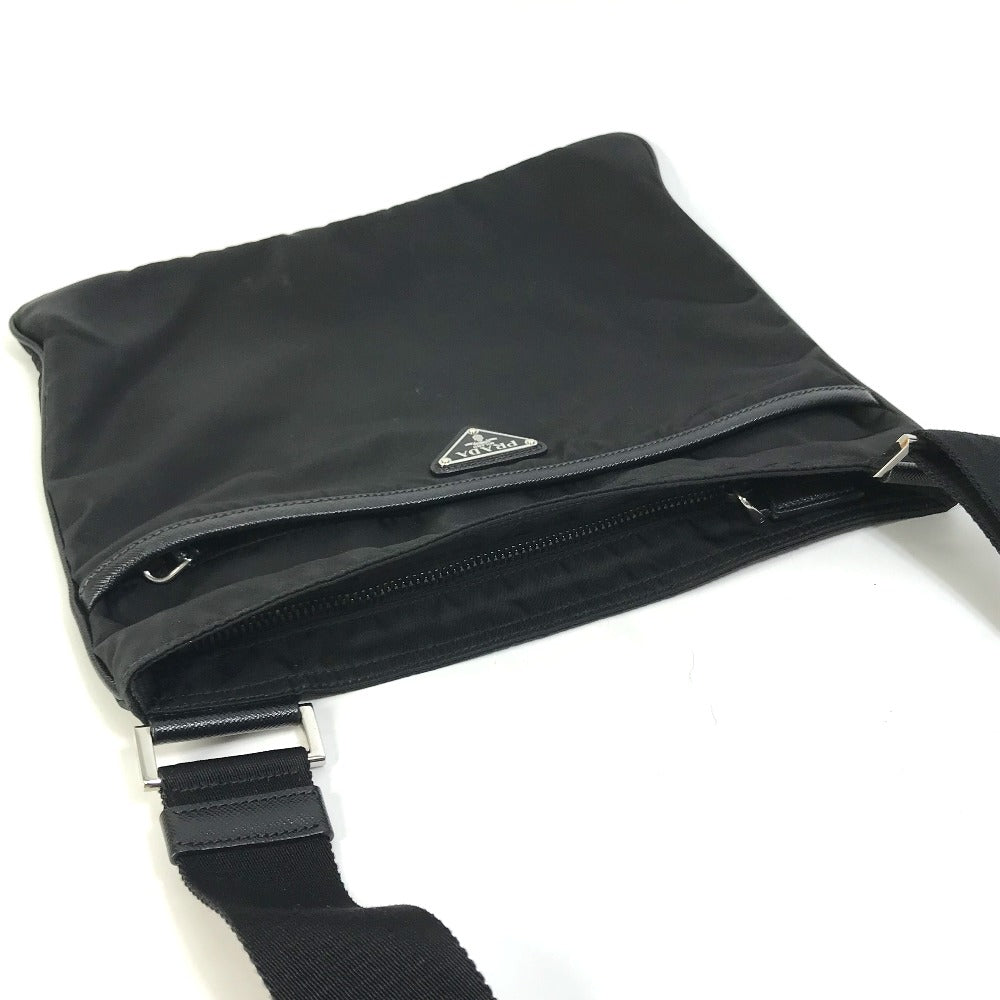 PRADA Shoulder Bag Nylon black Triangle logo flat unisex(Unisex) Used