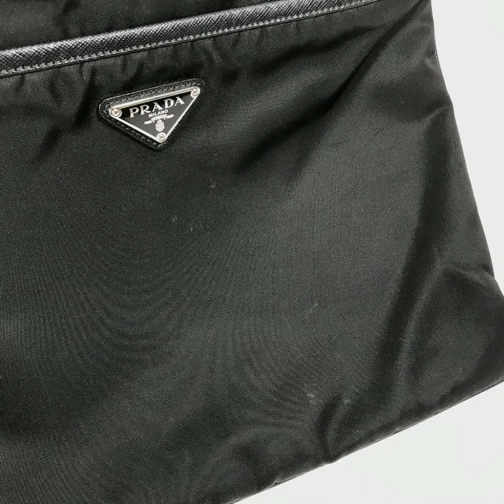 PRADA Shoulder Bag Nylon black Triangle logo flat unisex(Unisex) Used