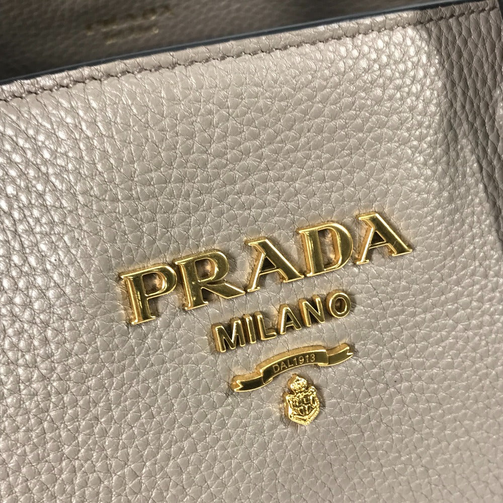 PRADA Shoulder Bag 1BA579 leather gray logo VIT.DAINO Women Used