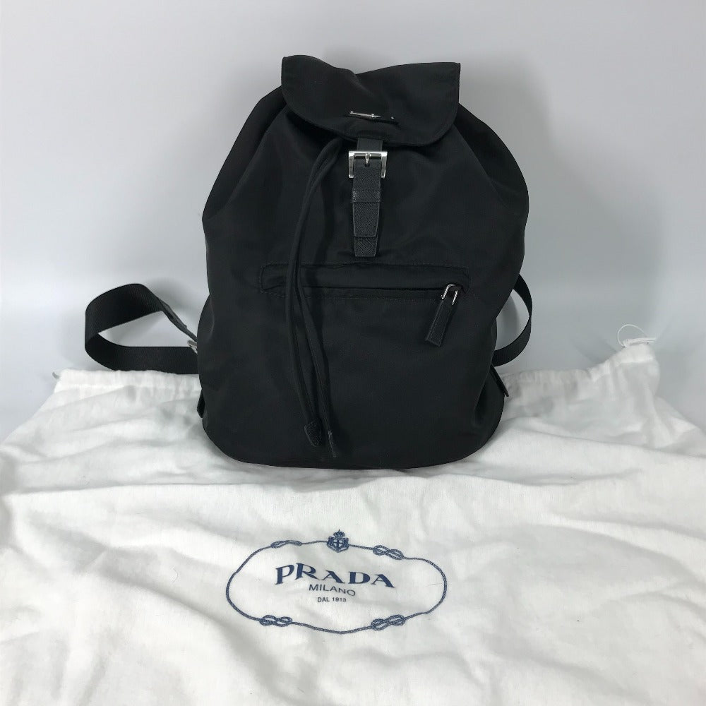 PRADA Backpack 1BZ032 Nylon / leather black With logo Triangle logo plate Women Used