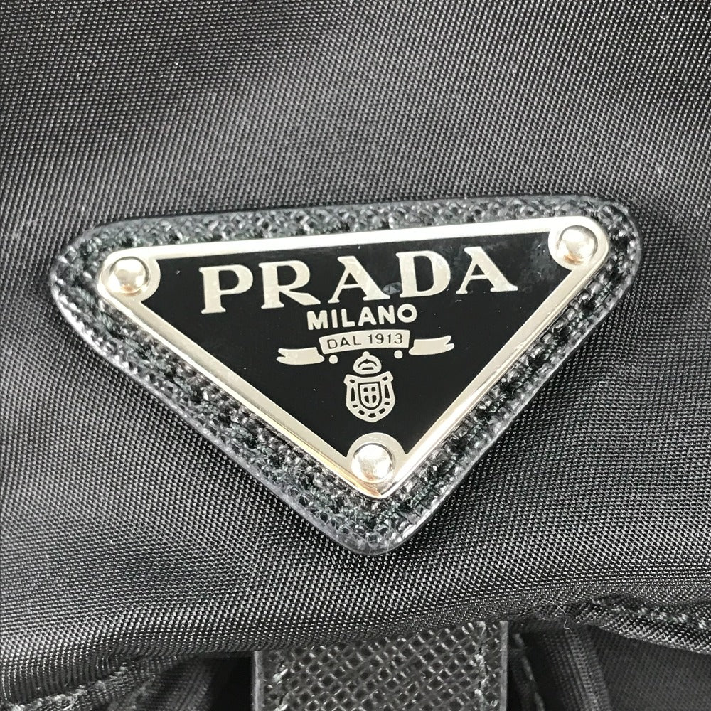 PRADA Backpack 1BZ032 Nylon / leather black With logo Triangle logo plate Women Used