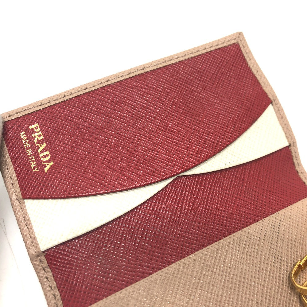 PRADA Key case Key holder  1PG004 saffiano leather pink logo 4 key rings Women Used