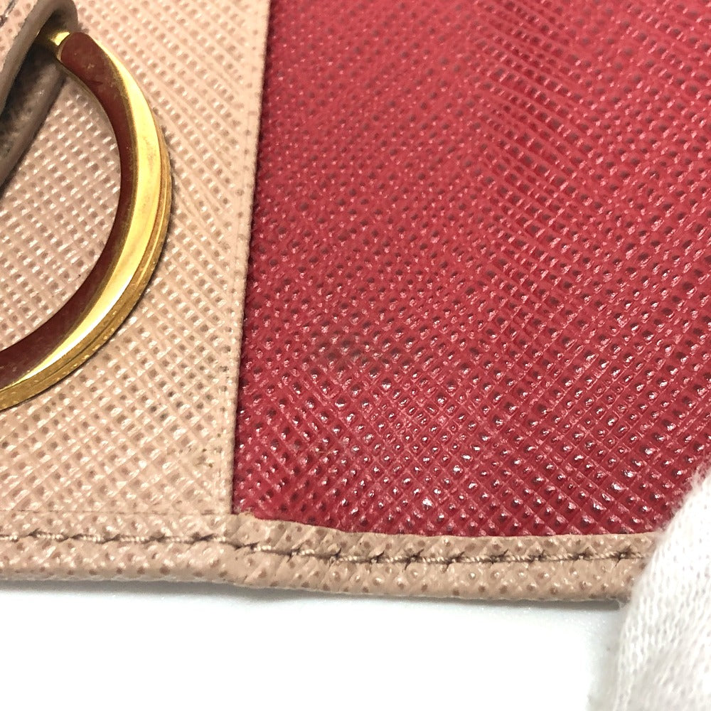 PRADA Key case Key holder  1PG004 saffiano leather pink logo 4 key rings Women Used