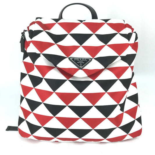 PRADA Backpack Nylon Red Triangle logo plate Signeau print mens Used