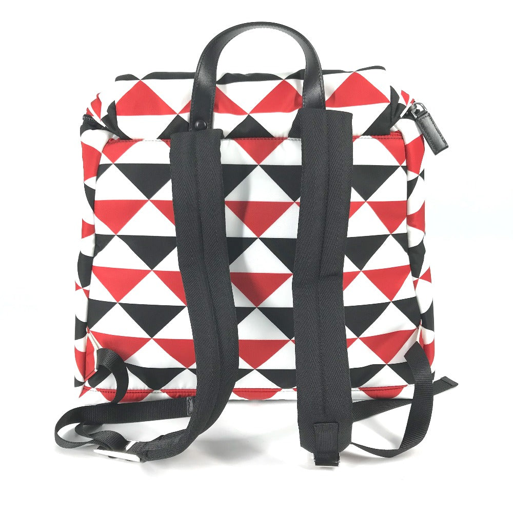 PRADA Backpack Nylon Red Triangle logo plate Signeau print mens Used