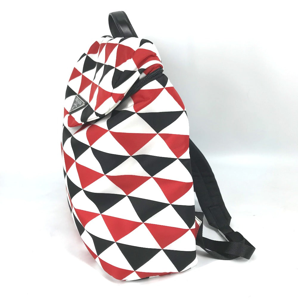 PRADA Backpack Nylon Red Triangle logo plate Signeau print mens Used