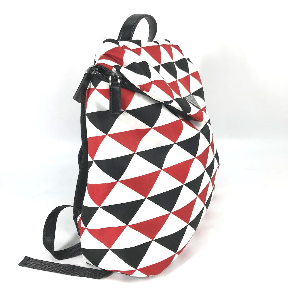 PRADA Backpack Nylon Red Triangle logo plate Signeau print mens Used