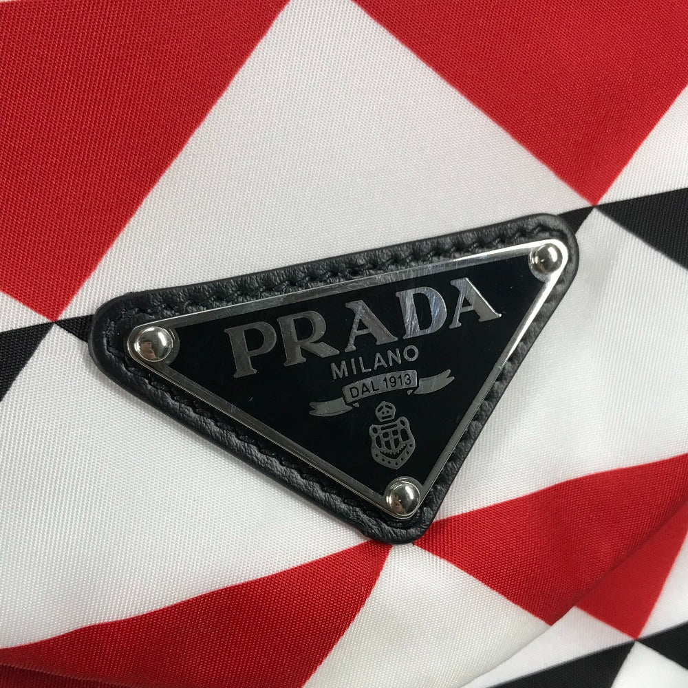 PRADA Backpack Nylon Red Triangle logo plate Signeau print mens Used