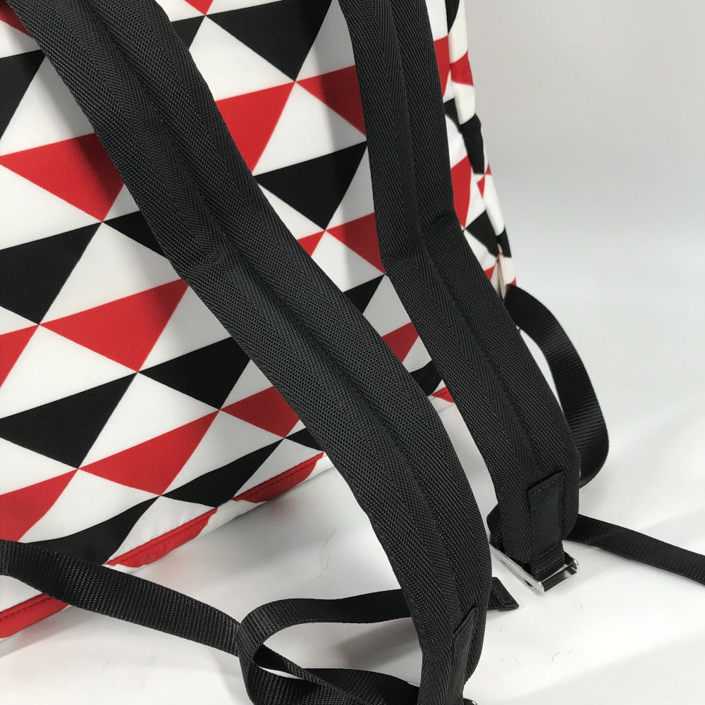 PRADA Backpack Nylon Red Triangle logo plate Signeau print mens Used