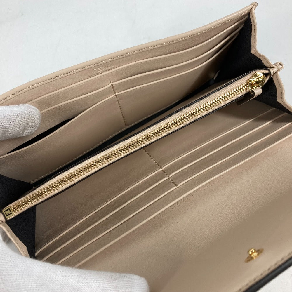 FENDI Long Wallet Purse 8M0251 leather beige Long wallet logo Women Used