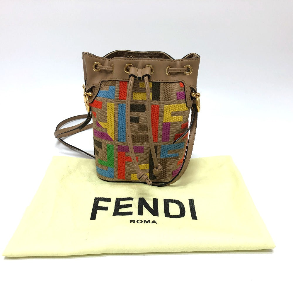 FENDI Shoulder Bag 8BS010 Canvas / leather multicolor Zucca Bucket bag Women Used