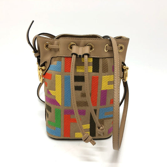 FENDI Shoulder Bag 8BS010 Canvas / leather multicolor Zucca Bucket bag Women Used