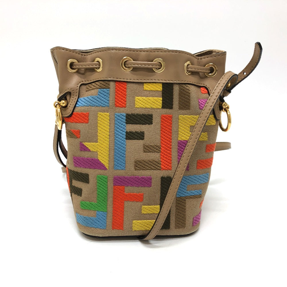 FENDI Shoulder Bag 8BS010 Canvas / leather multicolor Zucca Bucket bag Women Used