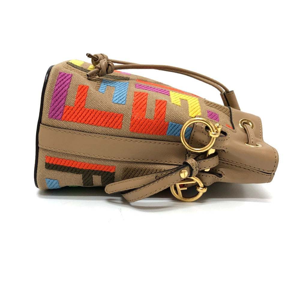 FENDI Shoulder Bag 8BS010 Canvas / leather multicolor Zucca Bucket bag Women Used