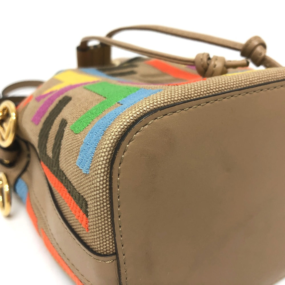 FENDI Shoulder Bag 8BS010 Canvas / leather multicolor Zucca Bucket bag Women Used