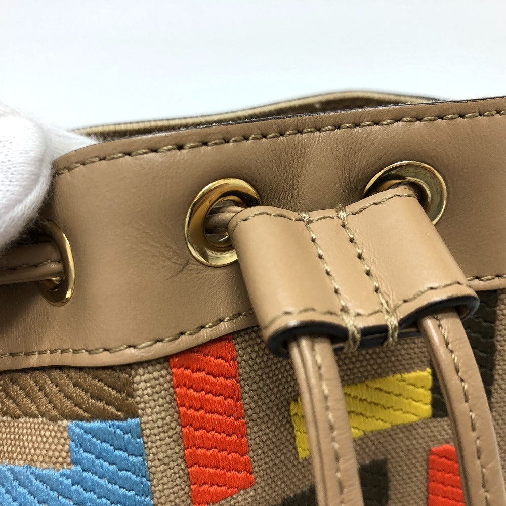 FENDI Shoulder Bag 8BS010 Canvas / leather multicolor Zucca Bucket bag Women Used