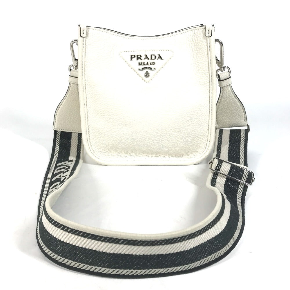 PRADA Shoulder Bag 1BH191 leather white logo Women Used