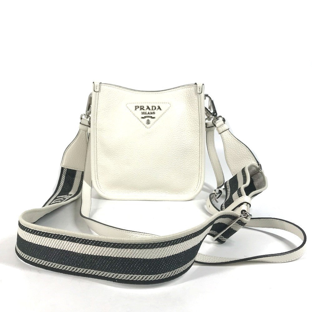 PRADA Shoulder Bag 1BH191 leather white logo Women Used