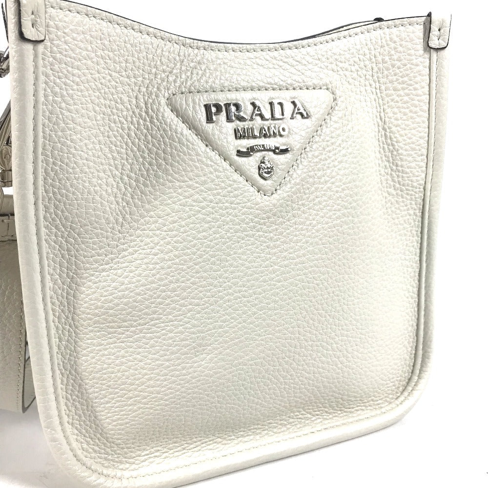 PRADA Shoulder Bag 1BH191 leather white logo Women Used