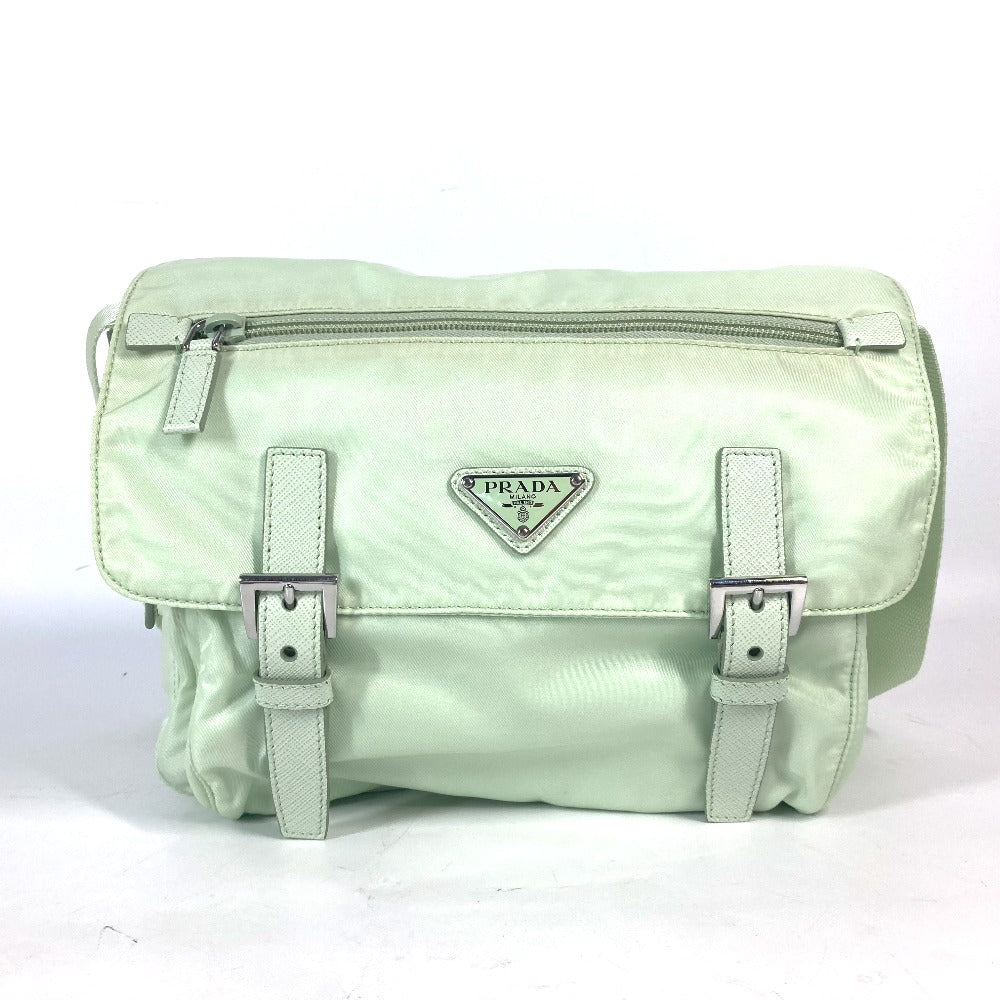 PRADA Shoulder Bag 1BD953 Nylon green Triangle logo plate Re-Nylon Women Used