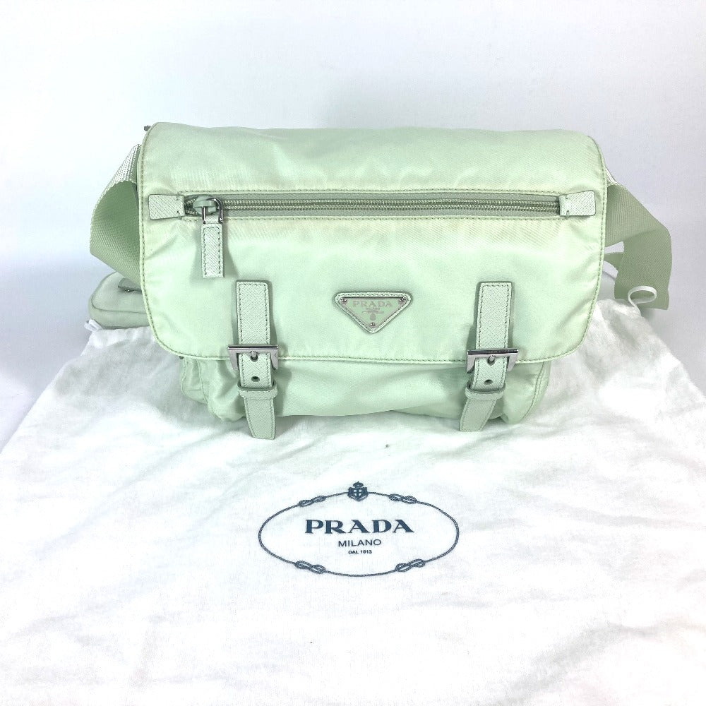 PRADA Shoulder Bag 1BD953 Nylon green Triangle logo plate Re-Nylon Women Used