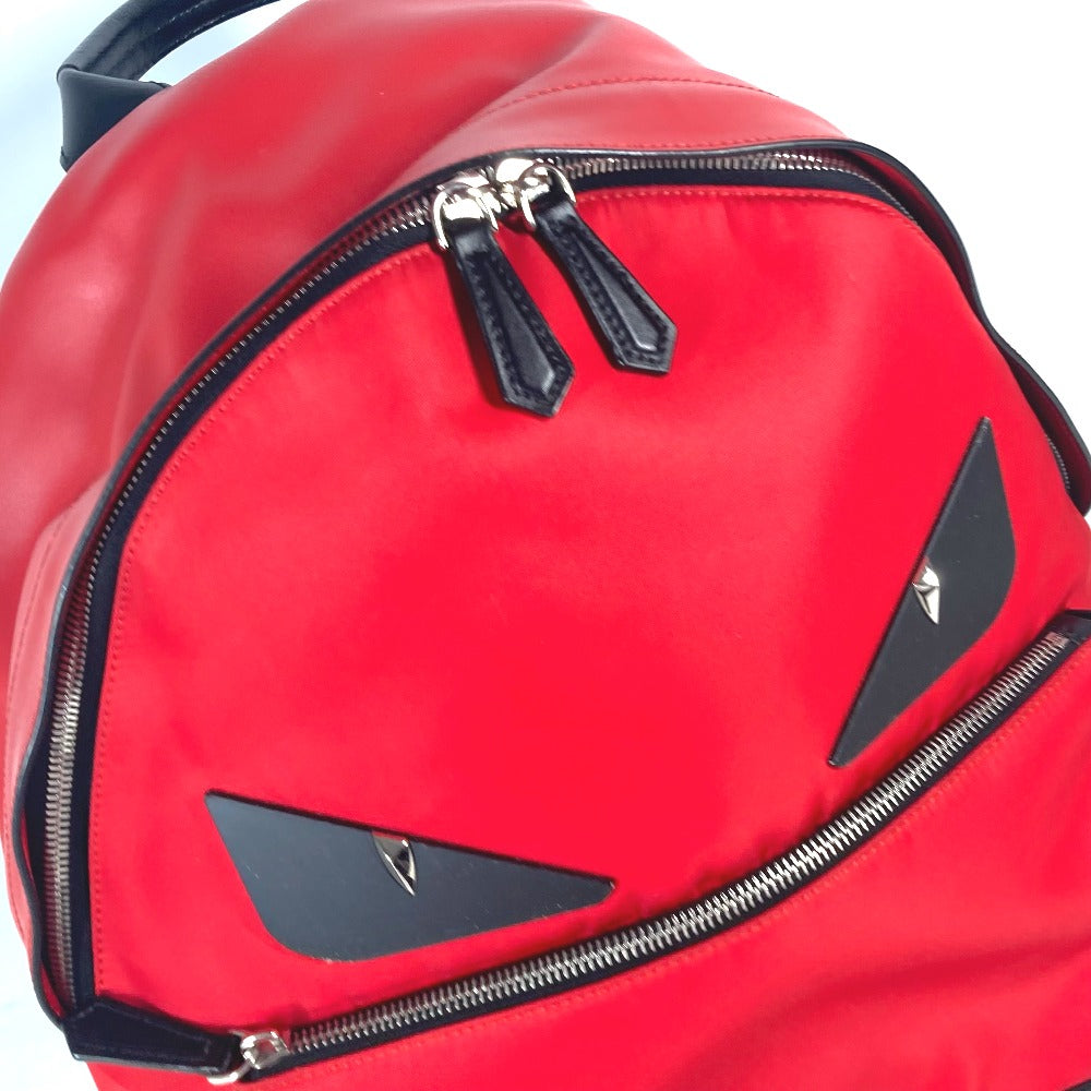 FENDI Backpack 7VZ012 Nylon / leather Red Monster logo