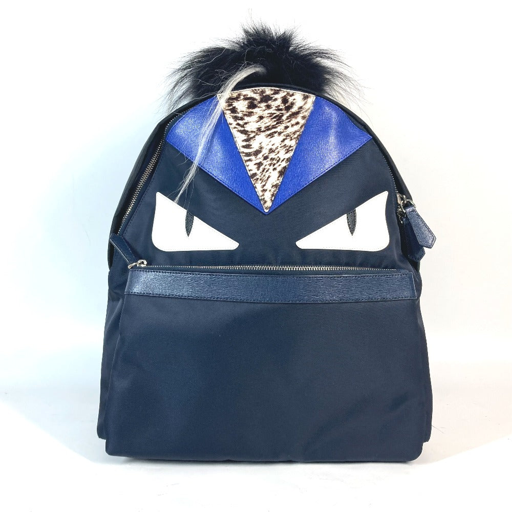 FENDI Backpack 7VZ012 Nylon Navy Bag Monster Bugs