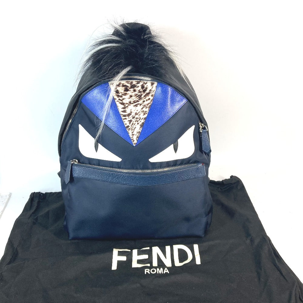 FENDI Backpack 7VZ012 Nylon Navy Bag Monster Bugs