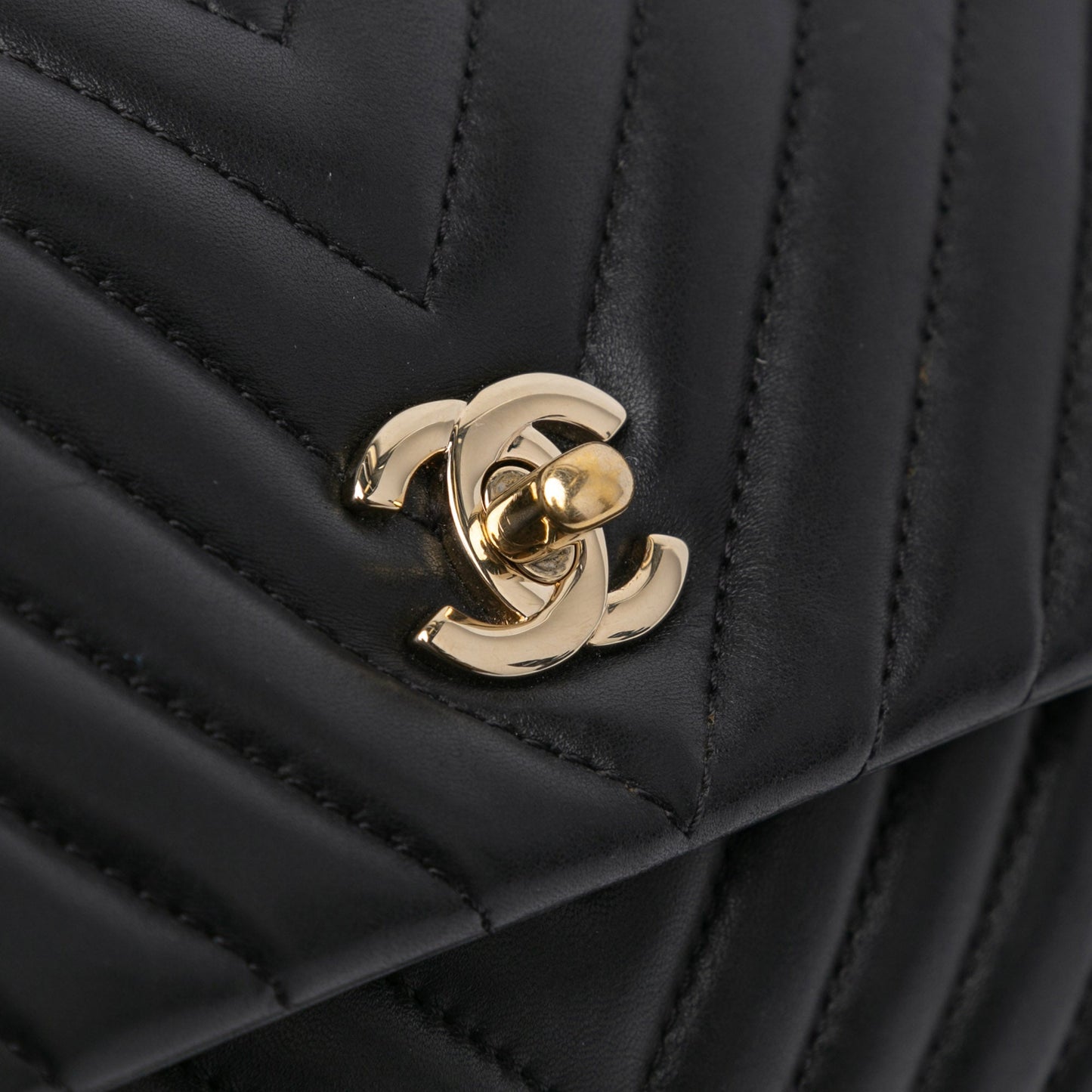 Black Chanel Chevron Lambskin Fold Up Again Clutch