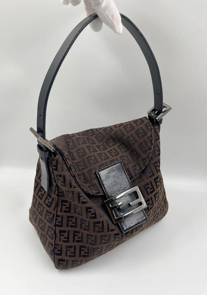 Vintage Fendi Mini Mamma Baguette in Brown Zucchino Canvas