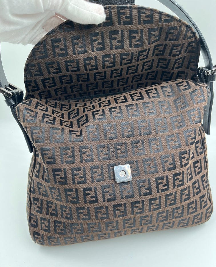 Vintage Fendi Mini Mamma Baguette in Brown Zucchino Canvas