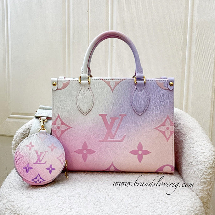 LV Onthego PM in Pastel Sunrise Monogram Empreinte Leather GHW