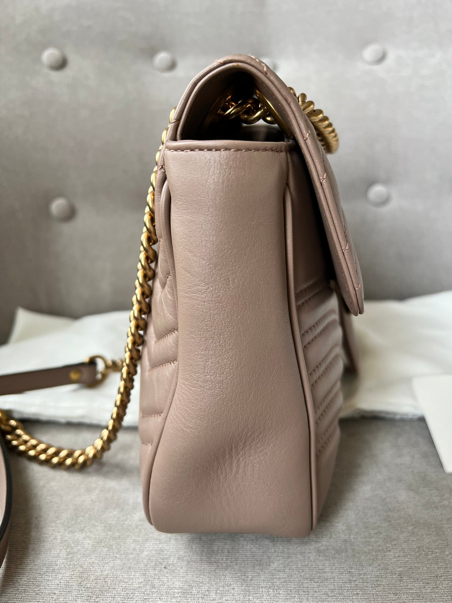 Gucci GG Dusty Pink Marmont Medium Shoulder Bag