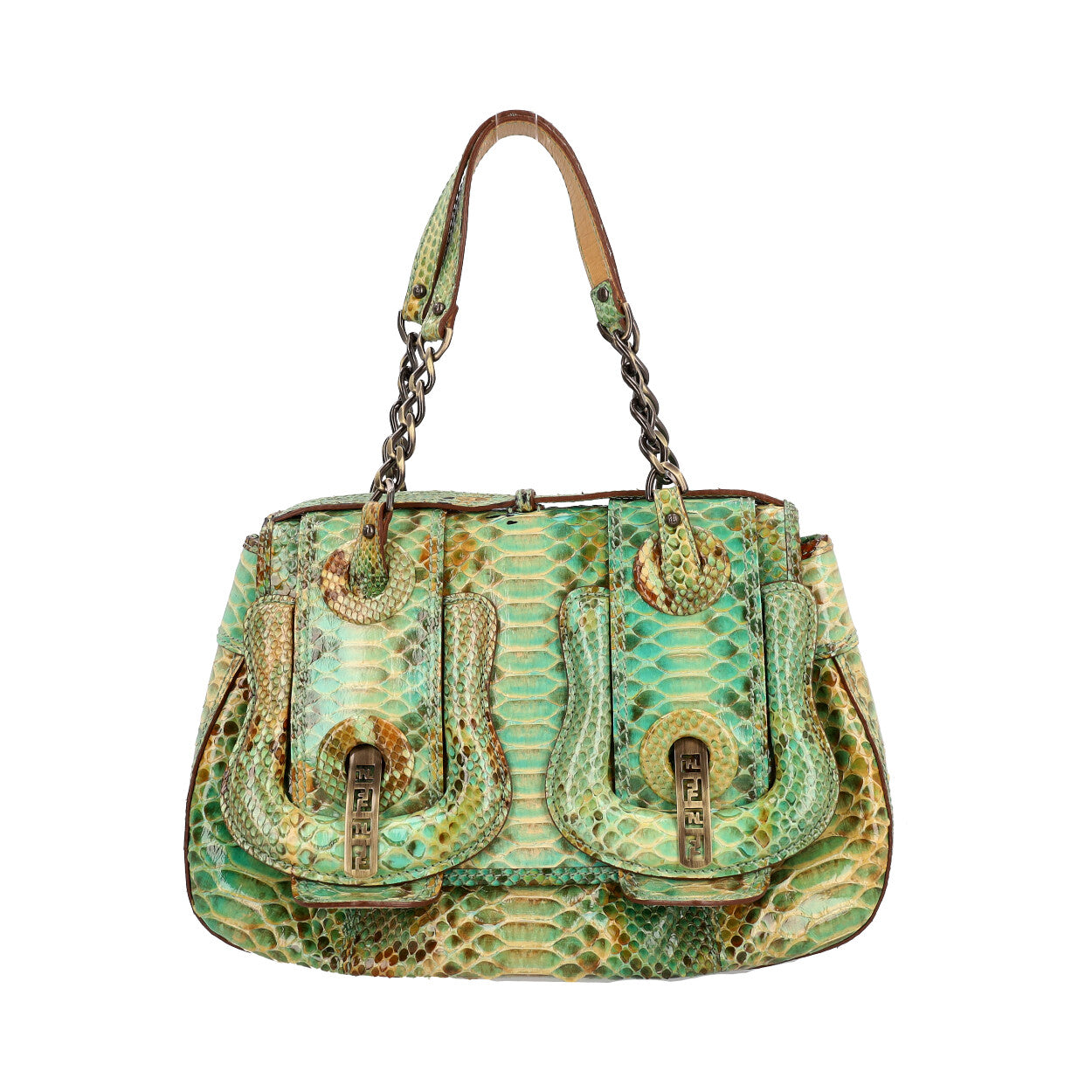 FENDI Python B Shoulder Bag Green