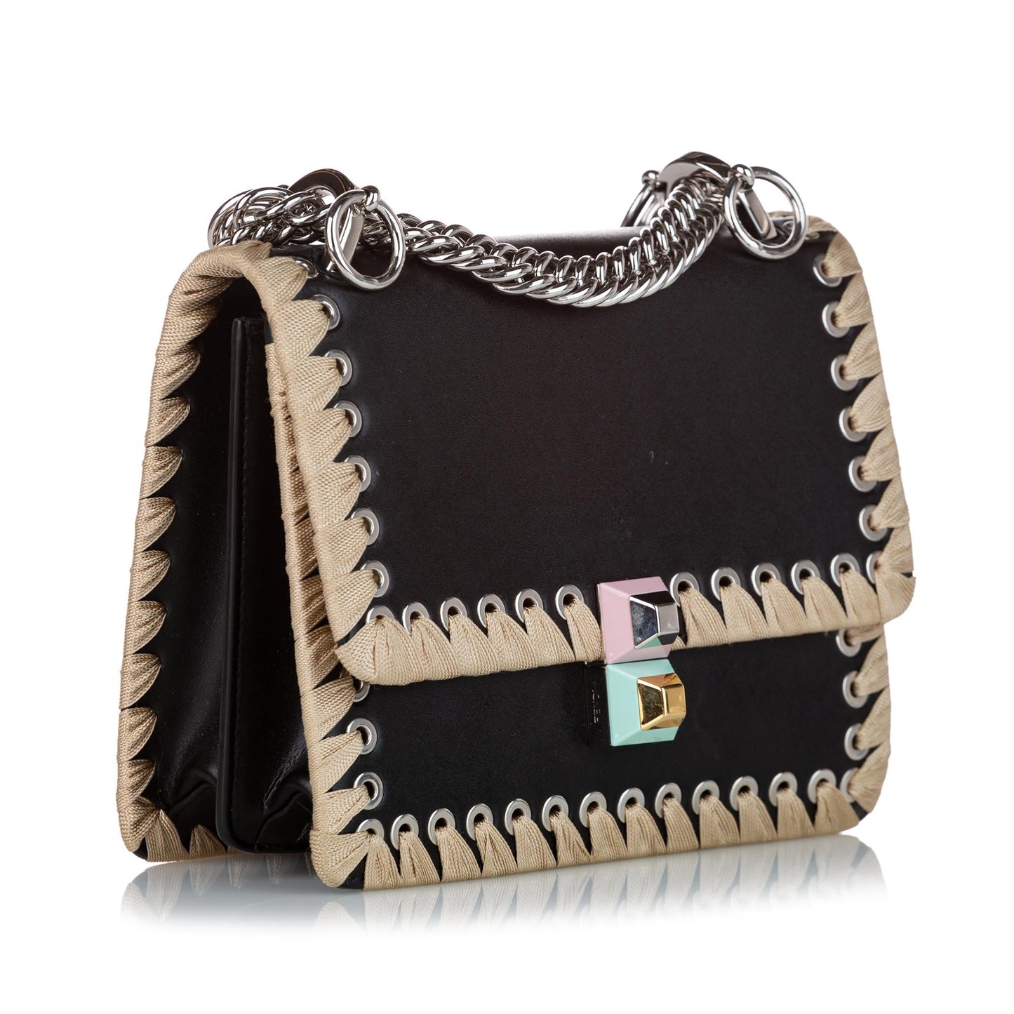 Fendi Kan I Lace Up Leather Crossbody Bag (SHG-27940)