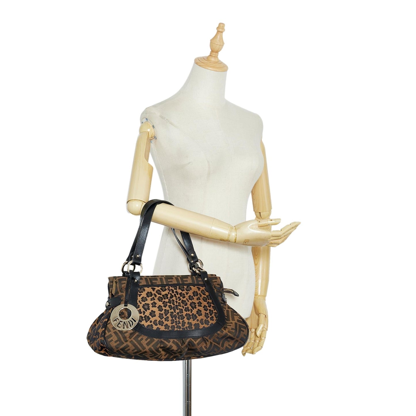 Fendi Zucca Chef Leopard Shoulder Bag (SHG-nwsCum)