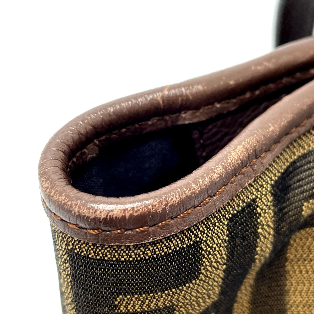 FENDI Tote Bag Bag Shoulder Bag Zucca FF pattern Shoulder Leather / canvas 8BH268 Brown Women Used
