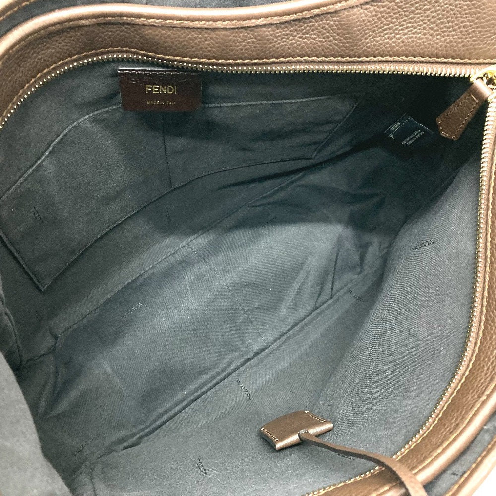 FENDI Tote Bag Bag Shoulder Bag Zucca FF pattern Shoulder Leather / canvas 8BH268 Brown Women Used