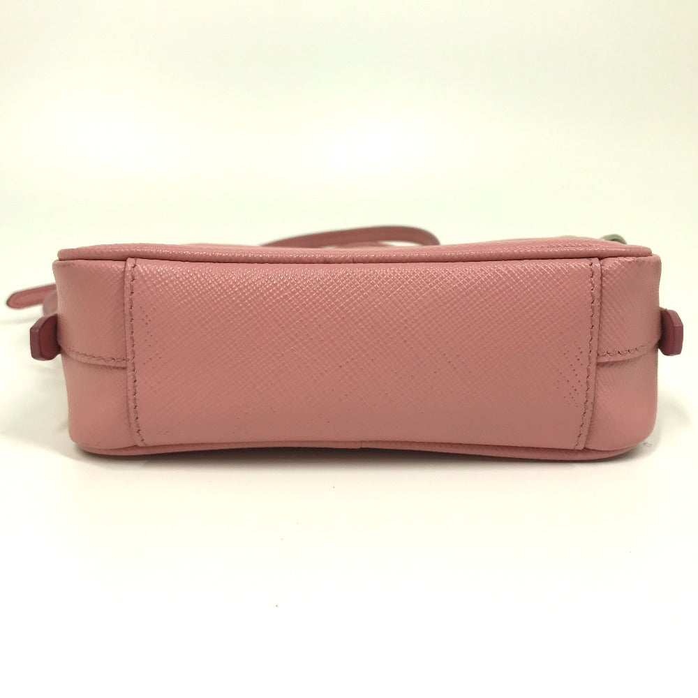 PRADA Shoulder Bag 1NF674 Safiano leather pink logo Shoulder pouch Women Used