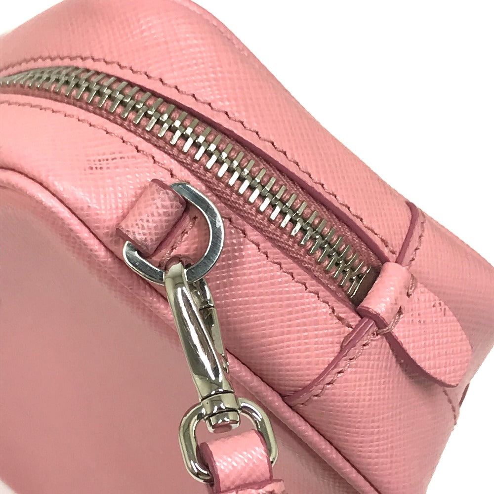 PRADA Shoulder Bag 1NF674 Safiano leather pink logo Shoulder pouch Women Used