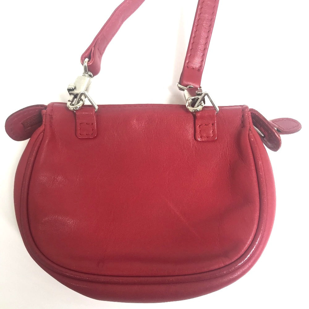 Christian Dior Shoulder Bag leather Red CDMetal Mini pochette Women Used