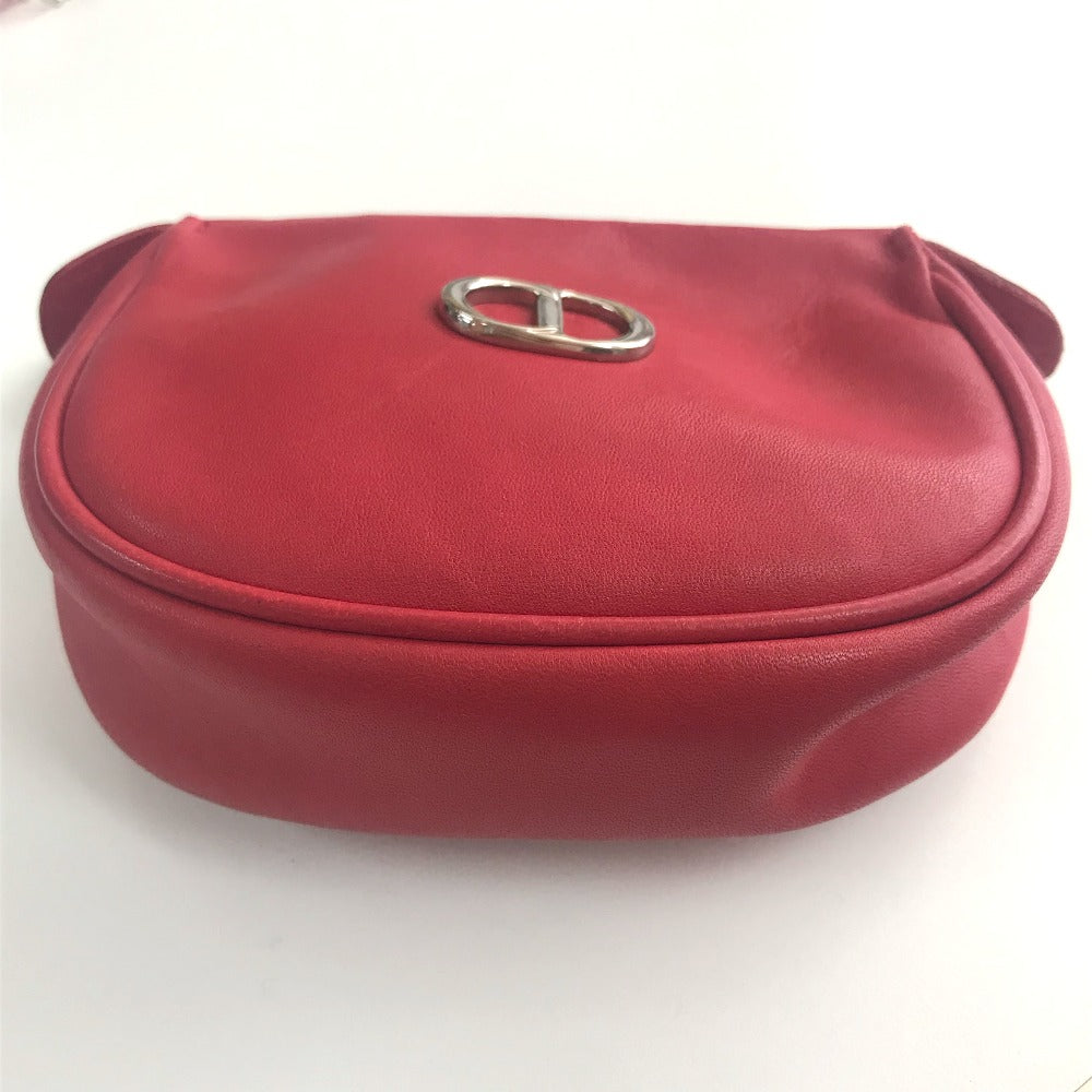 Christian Dior Shoulder Bag leather Red CDMetal Mini pochette Women Used