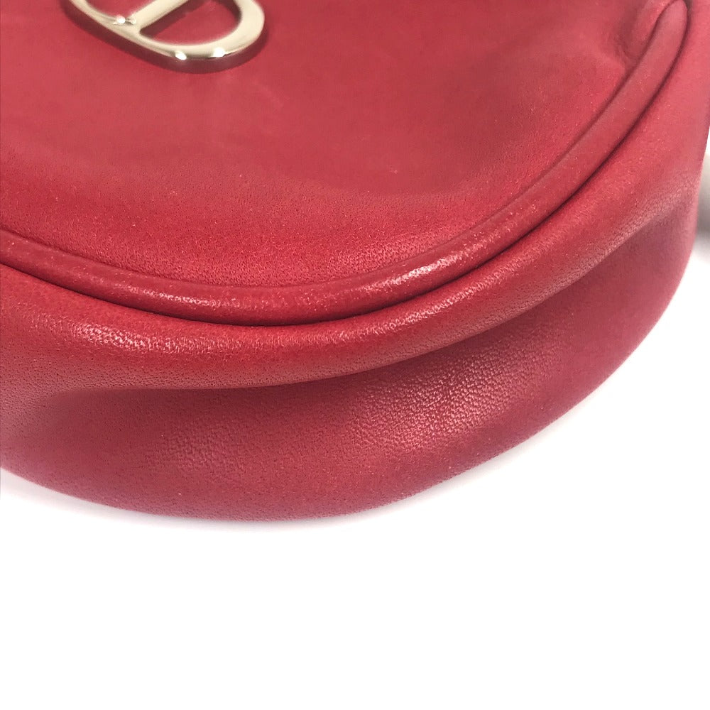 Christian Dior Shoulder Bag leather Red CDMetal Mini pochette Women Used