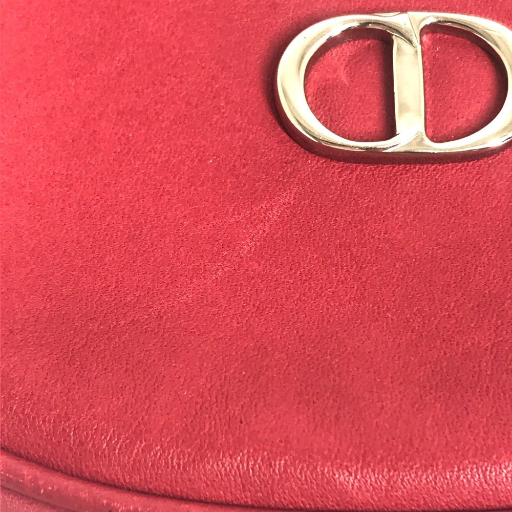 Christian Dior Shoulder Bag leather Red CDMetal Mini pochette Women Used